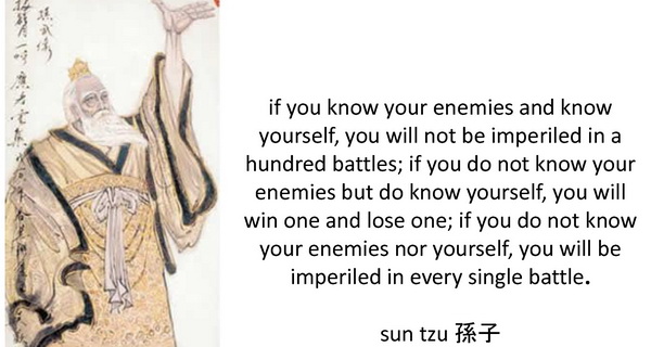 know your enemy and yourself and you will lose no battles
